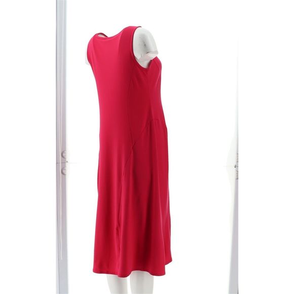 Susan Graver Liquid Knit Slvless Midi Dress Brilliant Pink A480678G - Picture 5 of 7